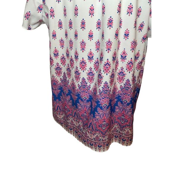 Talbots Women Size X Blouse Blue Pink Floral Shirt Top Light Weight Comfort - Picture 10 of 13